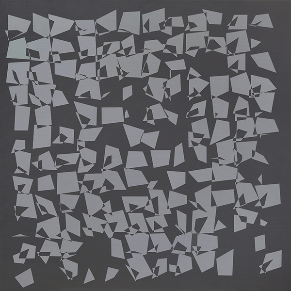 Carrément 3 : Vera MOLNAR, Polygones gris - B, 1973-2011. Acrylique sur toile. 80x80 cm.